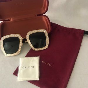 Gucci Crystal Studded Sunglasses | Color: Black/Gold
